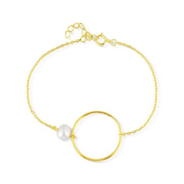 JwL Luxury Pearls Minimalistična pozlačena zapestnica s pravim biserom JL0858