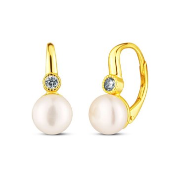 JwL Luxury Pearls Ujemajoči se pozlačeni uhani z biseri in cirkoni JL0851