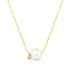 JwL Luxury Pearls Nežna ogrlica z belim biserom in bleščečim cirkonom JL0860