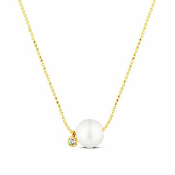 JwL Luxury Pearls Nežna ogrlica z belim biserom in bleščečim cirkonom JL0860