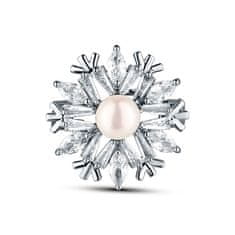 JwL Luxury Pearls Očarljiva broška v obliki snežinke z biseri JL0874