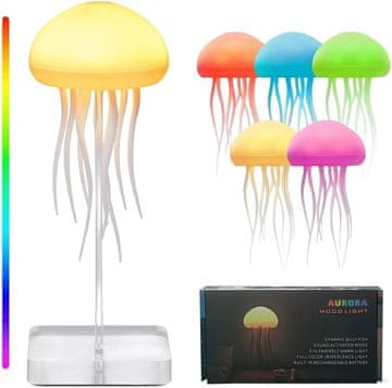 Netscroll LED lučka, LED svetilka v obliki meduze z lebdečimi lovkami, RGB barvami, zvočno aktivacijo in USB polnjenjem, nočna lučka za otroke, spalnico ali darilo, Jelly