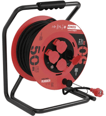 Emos kolutni podaljšek, 50 m, 4 vtičnice, guma, 230V, 2,5 mm2, zunanji, črn (P19221)