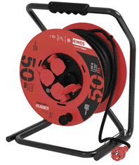 Emos kolutni podaljšek, 50 m, 4 vtičnice, guma, 230V, 2,5 mm2, zunanji, črn (P19221)