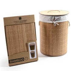 Mhome Zložljiva košara za perilo Bamboo 35xh50cm / les, blago