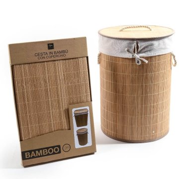 Mhome Zložljiva košara za perilo Bamboo 35xh50cm / les, blago