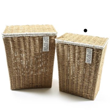 Mhome Košara za perilo InsideOut 34x23xh45cm / bela / kovina, rafija