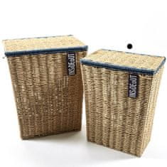 Mhome Košara za perilo InsideOut 34x23xh45cm / modra / kovina, rafija