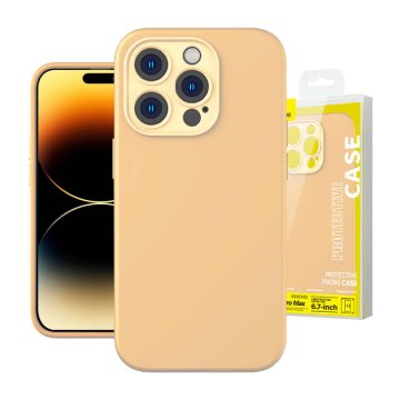 BASEUS Baseus Liquid Silica Gel etui za iPhone 14 Pro Max (rumena) + kaljeno steklo + komplet za čiščenje