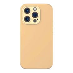 BASEUS Baseus Liquid Silica Gel etui za iPhone 14 Pro Max (rumena) + kaljeno steklo + komplet za čiščenje