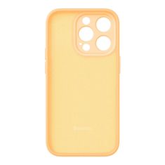 BASEUS Baseus Liquid Silica Gel etui za iPhone 14 Pro Max (rumena) + kaljeno steklo + komplet za čiščenje