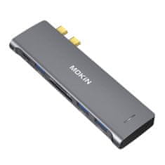Mokin HUB 6 v 2 MOKiN USB-C za MacBook 3xUSB-A 1xUSB-C 1xSD/MicroSD (srebrna)