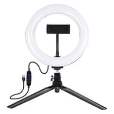 Puluz Ring lamp / LED tripod Puluz 20 cm with phone holder PKT3073B