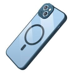 BASEUS Zaščitni komplet Baseus Frame prozoren magnetni etui in kaljeno steklo za iPhone 14 Plus (modra)
