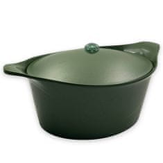 Kozica s pokrovom Incredible Cocotte 33cm / zelena / ovalna / aluminij