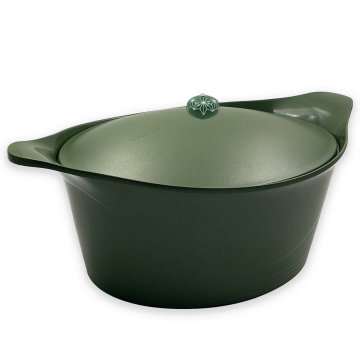 Kozica s pokrovom Incredible Cocotte 33cm / zelena / ovalna / aluminij