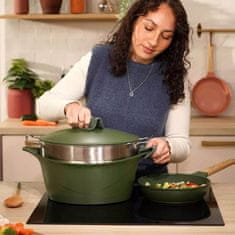 Kozica s pokrovom Incredible Cocotte 33cm / zelena / ovalna / aluminij