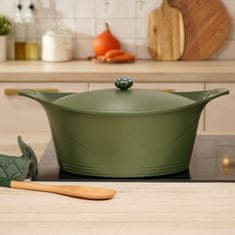 Kozica s pokrovom Incredible Cocotte 33cm / zelena / ovalna / aluminij
