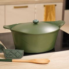 Kozica s pokrovom Incredible Cocotte 33cm / zelena / ovalna / aluminij