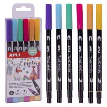 Apli Brush Duo set markerjev - pastelne barve 6 kosov