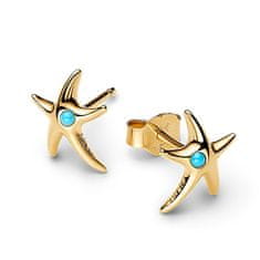 Pandora Pozlačeni uhani Starfish Shine 263820C01
