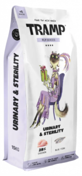 Tramp Urinary&Sterility suha hrana za sterilizirane mačke, za podporo zdravju sečil, 15 kg