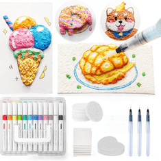 Netscroll 40- delni komplet za 3D ustvarjanje z barvnimi markerji in penastim papirjem, ustvarjalni set za otroke, enostavno ustvarite 3D umetnine, SpongyArt