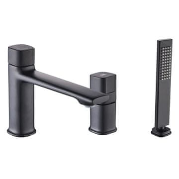 shumee LAVEO Tores 3-luknjasta samostoječa pipa za kad, črna