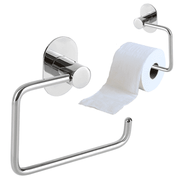 shumee Držalo za toaletni papir za WC, stensko, samolepilno, kromirano, na vijak