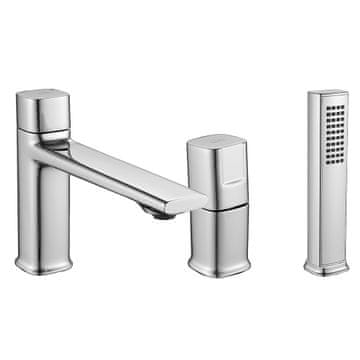 shumee LAVEO Tores 3-luknjasta samostoječa pipa za kad, kromirana