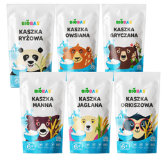 shumee Komplet za ekološko kašo Riževa kaša Pirina kaša Prosena kaša Ovsena kaša 6x200 BIOBAs
