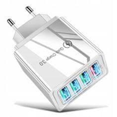 shumee Polnilnik 4xUSB Quick Charge 3.0 QC 3.1A 18W - BEL