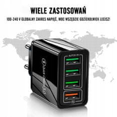 shumee Polnilnik 4xUSB Quick Charge 3.0 QC 3.1A 18W - ČRN