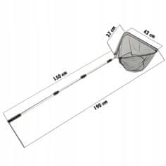 shumee TELESKOPSKA RIBIŠKA MREŽA - 3-delna, dolžine 150 cm