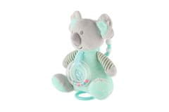 KOALA Medved rattle pliš 19cm obešalnik na post./cube. nat. igrača stroj zelena na kartici
