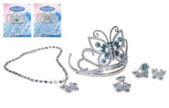 Lepotni set plastična krona, ogrlica, uhani, prstan 2 vrsti na kartici 20x28cm