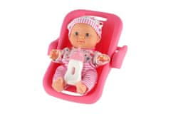 Teddies Otroška lutka iz plastike s trdnim telesom 25 cm v nosilcu s stekleničko 2 barvi v blister pakiranju