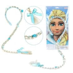 Teddies Lepotni komplet naglavni trak s pletenico 90cm ledena princesa na kartici 35x18cmin torba karneval