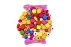Teddies Lesene barvne kroglice z gumicami približno 300 kosov v plastični škatli 7x11cm