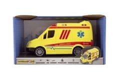 Teddies Ambulanca plastični avto 20cm na vztrajnik na baterijo z zvokom z lučjo