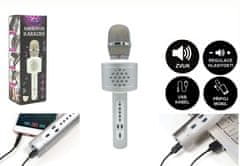 Teddies Mikrofon za karaoke Bluetooth s srebrno baterijo in kablom USB