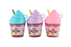 Teddies Unicorn glavnik iz plastike z dodatki v skodelici za sladoled 2 barvi 8x12cm