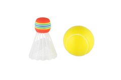 Teddies Soft teniški set 2 plastični loparčka 40 cm + žogica, košarica