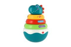 Teddies Roly Poly dinozaver plastična 16cm piramidna sestavljanka z obroči z zvokom v škatli 13x20cm 6m+