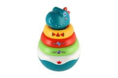Teddies Roly Poly dinozaver plastična 16cm piramidna sestavljanka z obroči z zvokom v škatli 13x20cm 6m+