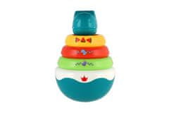 Teddies Roly Poly dinozaver plastična 16cm piramidna sestavljanka z obroči z zvokom v škatli 13x20cm 6m+