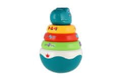 Teddies Roly Poly dinozaver plastična 16cm piramidna sestavljanka z obroči z zvokom v škatli 13x20cm 6m+