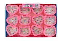 Teddies Prstan / biserni obroči z biserom kovina / plastika 12 kosov nastavljive velikosti v plastični škatli 9x8cm