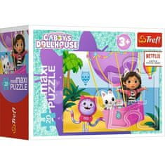 Trefl MiniPuzzle miniMaxi 20 kosov Gabbyjin pisan dan/Gabbyjina hišica za punčke 4 vrste v škatli 11x8cm
