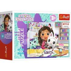 Trefl MiniPuzzle miniMaxi 20 kosov Gabbyjin pisan dan/Gabbyjina hišica za punčke 4 vrste v škatli 11x8cm